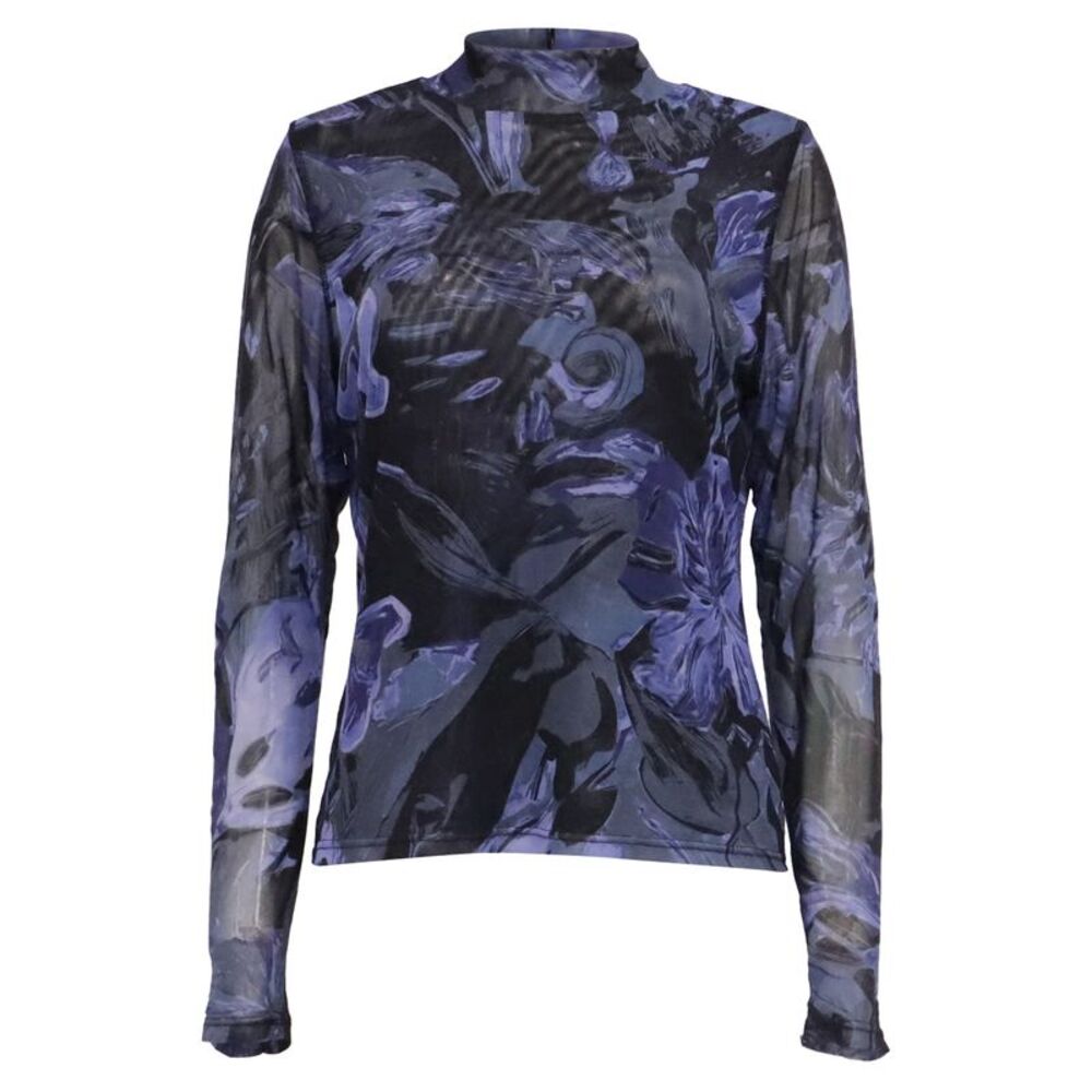 Prabal Gurung Mesh Mock Neck Top in Multicolor Polyester
